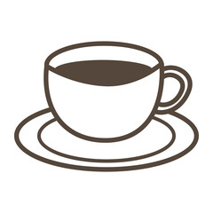 珈琲の入ったコーヒーカップ、シンプルモノクロアイコンイラスト