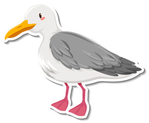 Dove bird cartoon sticker on white background