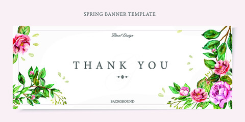 Watercolor spring style thank you banner template