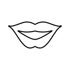 Lips, mouth, woman outline icon. Line art vector.