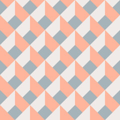 Contemporary geometric seamless mid-century pattern with simple retro shapes, Squares and triangles. Abstract vector background of natural tones. Simple Modern trendy graphic bauhaus design.