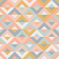 Contemporary geometric seamless mid-century pattern with simple retro shapes, Squares and triangles. Abstract vector background of natural tones. Simple Modern trendy graphic bauhaus design.