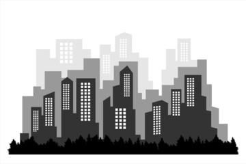 Skyline. Silhouette of modern city buildings
