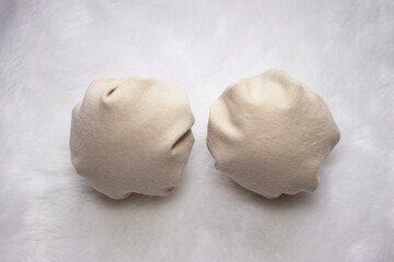 step by step instructions for creating two Christmas scandinavian gnomes. Step six. repeat the previous steps with another circle of fabric