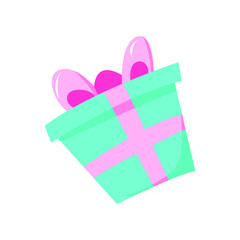 Fototapeta premium Vector illustration of gift box with bow isolated on white background. Clip art.