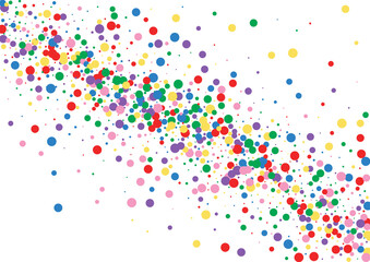 Red Dot Catching Illustration. Circle Graphic Background. Multicolored Dust Round. Blue Happy Confetti Texture.