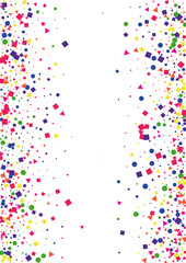 Purple Cartoon Circle Illustration. Flying Confetti Decoration. Green Dot Background. Event Square Background. Orange Geometric Star.