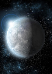 Vertical wallpaper of planet in space. Outer dark space wallpaper. Surface of planet . Sphere. View from orbit. Elements of this image furnished by NASA © Ivan
