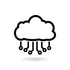 Cloud storage icon with shadow isolated on white background