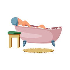 Woman Taking Bath Composition