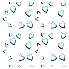 Abstract seamless pattern of hearts with shadow on white background. Image for a poster or cover. Vector illustration. Repeating texture. Figure for textiles.