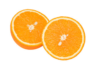 Fresh slices orange isolated on white background