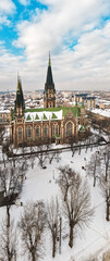 aerial view of Elzhbeta Church in lviv city