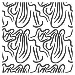 Seamless pattern of waves in ink lines forming abstract smiley faces.