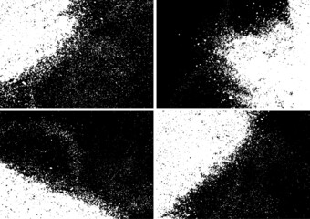 Grunge vector backgrounds set. Rough grungy textures collection. Highly detailed grunge. Powder, flour, salt, sugar or dust texture. Powder stain.