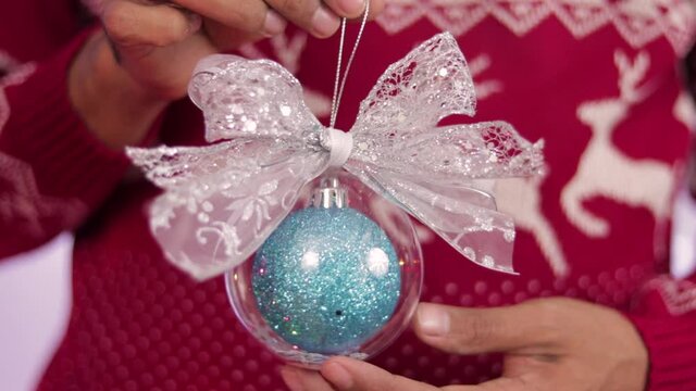 Transparent christmas ball. Ornaments and decorations.