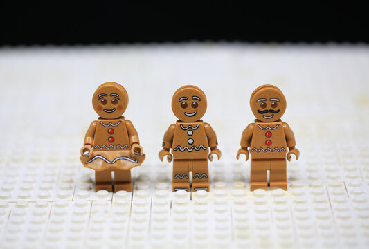 Hong Kong -November 12 2021:minifigure act like  gingerbread team are ready for christmas