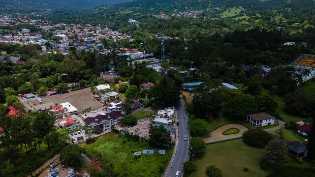 Jarabacoa aerial view, small town in the Dominican Republic in a sunny day with trees and vegetation