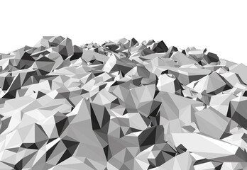 Heap of stones isolated on a white background. 3D. Vector illustration