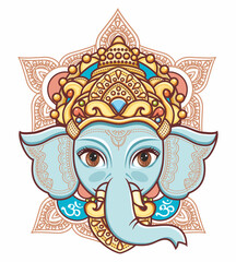 The god of Indian mythology Ganesh Beautiful idols of Lord Ganesha elephant headed Hindu God Beautiful idols of Lord Ganesha Beautiful hand drawn tribal style elephant
