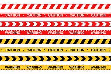 Set of warning, caution tapes in yellow and red colors