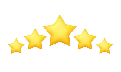 Five golden stars rating review icon
