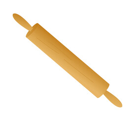Wooden rolling pin isolated on white. Design template for graphics.