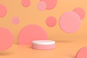 Abstract minimal scene,pastel color design for cosmetic or product display podium 3d render.	
