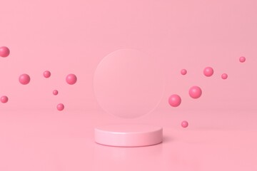 Abstract minimal scene,pastel color design for cosmetic or product display podium 3d render.	
