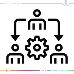 The editable line icon of a offshore outsourcing can be used as a customizable black stroke vector illustration.
