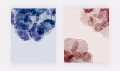 Blue and burgundy watercolor wall art prints
 