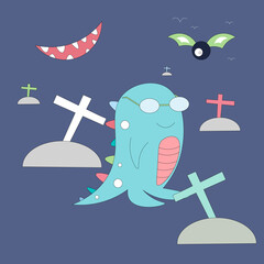 Cute monster seamless pattern.Voctor illustration.