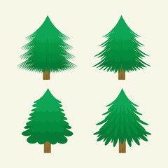 Collection of flat christmas trees in green tones .
