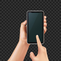 Vector mockup with hands holding smartphone