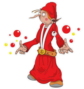 Lutin du P&egrave;re-No&euml;l qui jongle avec des boules de No&euml;l