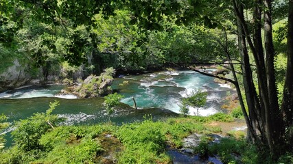 Waterfalls, cascades on the river Una, Štrbački buk, Una National Park.