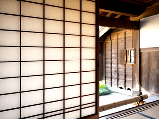 Japanese old folk house, Japanese-style room and shoji door