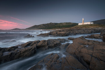 Lonely lighthouse in Carnota, Galicia, Spain