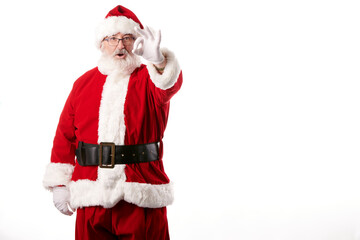 Santa Claus making the OK gesture on white background