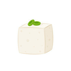 White Tofu vector. Tofu cartoon style isolated on white background. Vegetarian nutrition, healthy food.