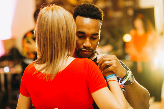 Kharkiv, Ukraine 17.08.21 People dancing kizomba on the dance floor