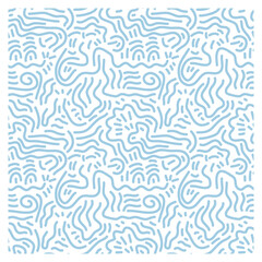 Seamless pattern drawn by a line of doodles forming abstract faces.