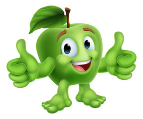 Apple Fruit Cartoon Emoticon Emoji Mascot Icon