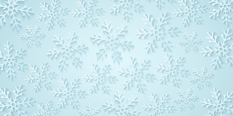 Christmas background from paper snowflakes. Happy New Year. Vector illustration