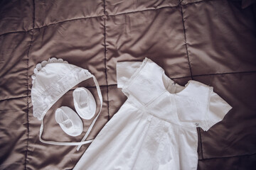 White Stylish Baby Boy Christening Outfit and Accessories