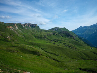 Fototapeta na wymiar summer green Alps mountains in Austria with snowy peaks