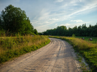Fototapeta na wymiar gravel road in countryside summer nature