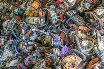 Chainsaws used for illegal logging in Cambodia