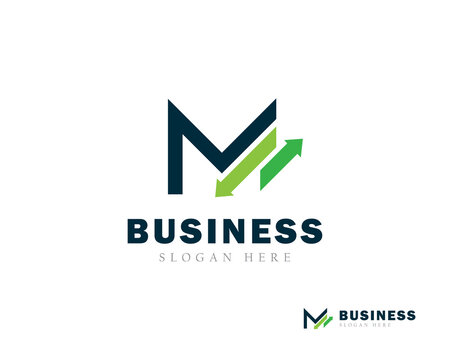 Business logo creative market invest financial sign symbol letter m