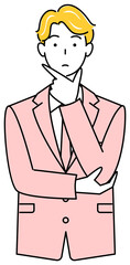 解決策を考えているスーツ姿の可愛いい男性 イラスト ベクター
Cute man in a suit thinking of a solution illustration vector